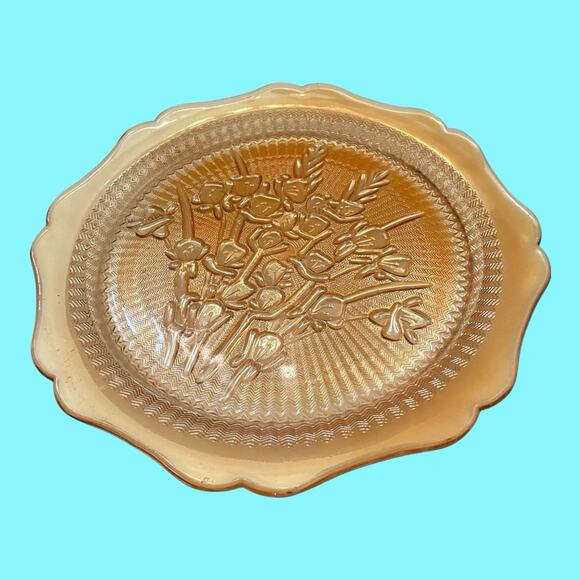 Jeannette Carnival Glass Vintage 1950’s Marigold Iris And Herringbone Plate 9” - Picture 7 of 8